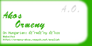 akos ormeny business card